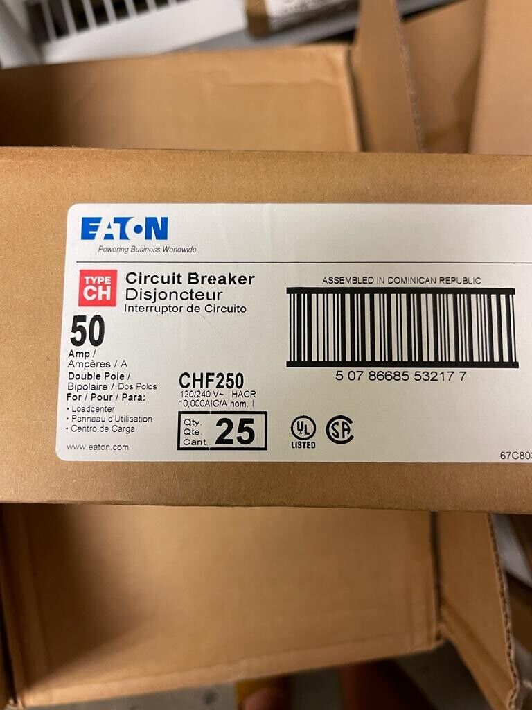 ** Brand New **  Breaker Eaton Cutler Hammer CHF250 CH250 50 Amp 2 Pole